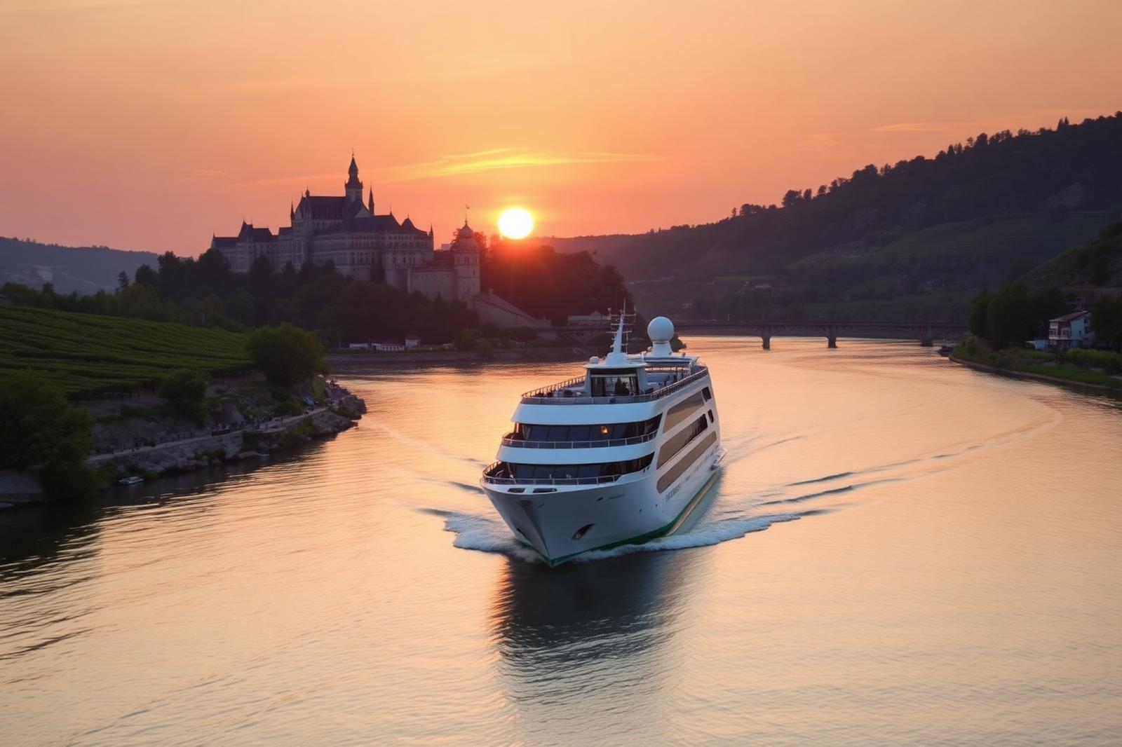 River cruise deck along European waterway